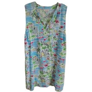 Stitch By Chenault Dress Size XL V Neck Floral/Animal Print Rayon